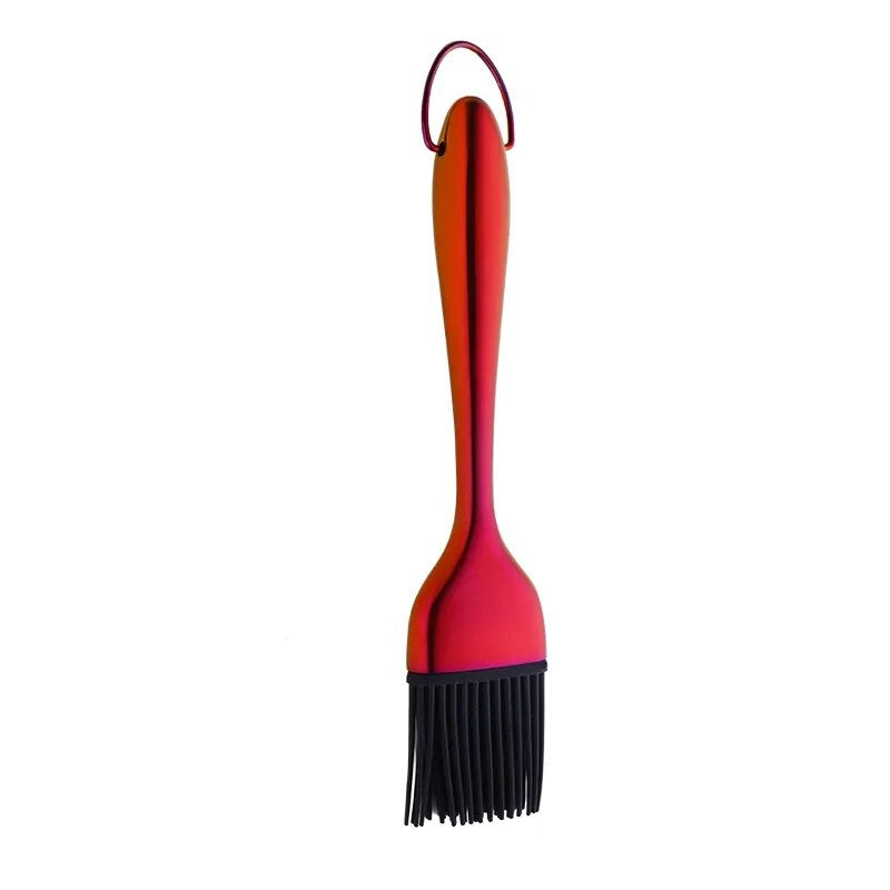 AnyGleam Brush Red Rainbow Stainless Steel Handle Oil for BBQ and Bread Basting