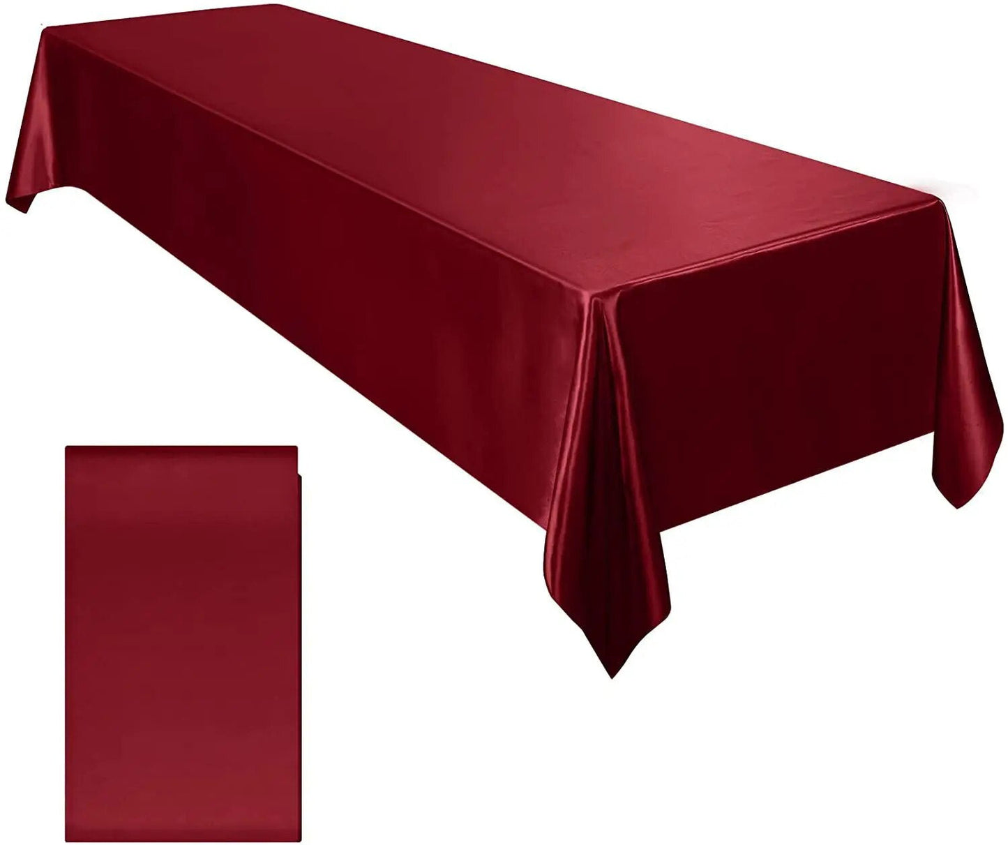 Anyhouz Table Cover Red Rectangle Wedding Satin Bright Smooth Silk or Wedding Banquet Anniversary Dining Table Decor 145x260cm