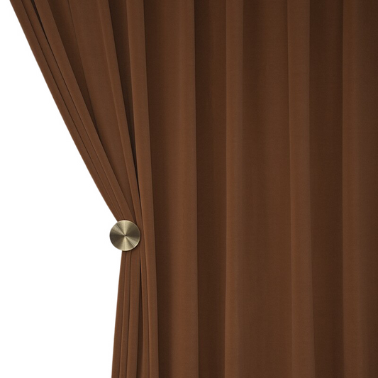 Anyhouz Curtains Chocolate Velvet Blackout Window Drape 100cm