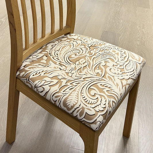 Anyhouz Chair Cover Beige Khaki Vine Leaf Print Stretch Seat Cover for Home Dinning Kitchen Washable Removable