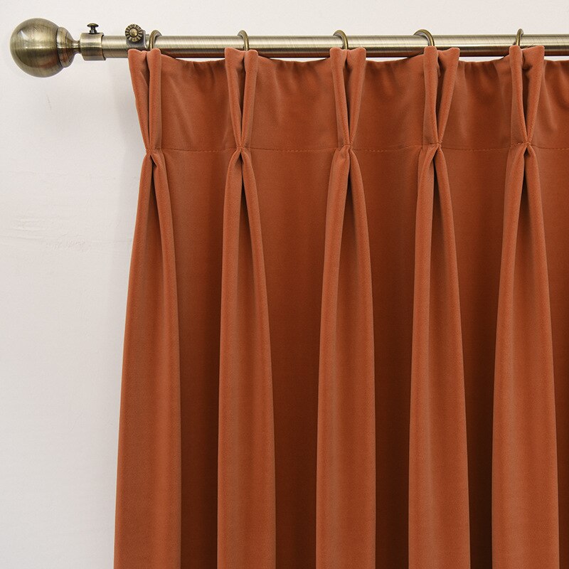 Anyhouz Curtains Chocolate Velvet Blackout Window Drape 100cm