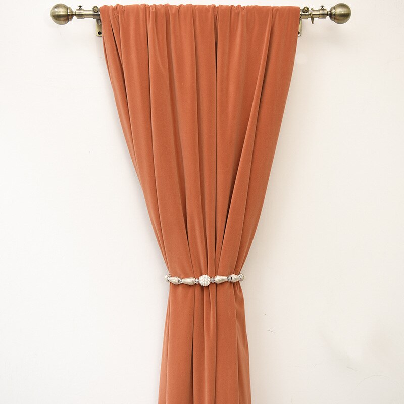 Anyhouz Curtains Chocolate Velvet Blackout Window Drape 100cm