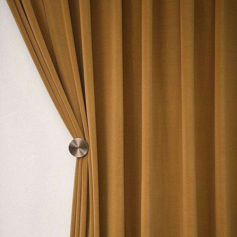 Anyhouz Curtains Chocolate Velvet Blackout Window Drape 100cm