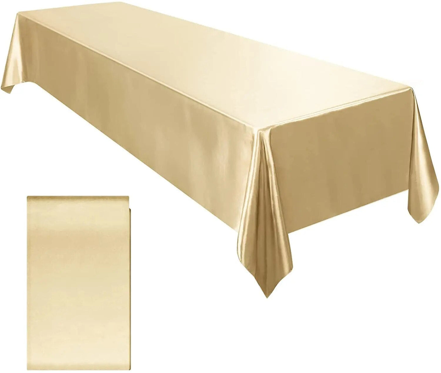 Anyhouz Table Cover Champagne Rectangle Wedding Satin Bright Smooth Silk or Wedding Banquet Anniversary Dining Table Decor 145x260cm