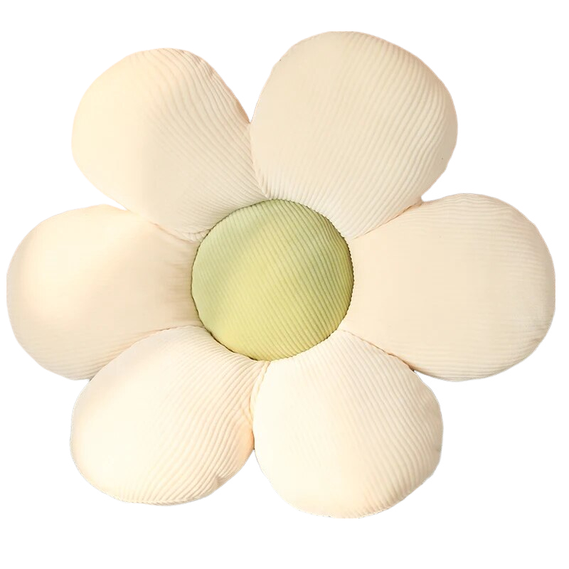 Anyhouz Plush Pillow White Green Flower Shape Stuffed Soft Pillow Seat Cushion Room Decor 30-35cm