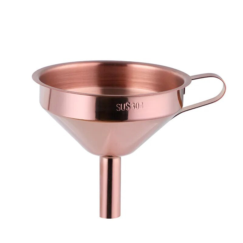 AnyGleam Funnel with Detachable Strainer 2Pcs Rose Gold Stainless Steel with Wide Cone Mouth Funnel