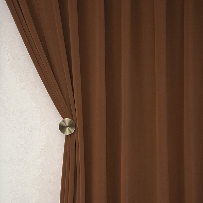 Anyhouz Curtains Chocolate Velvet Blackout Window Drape 100cm