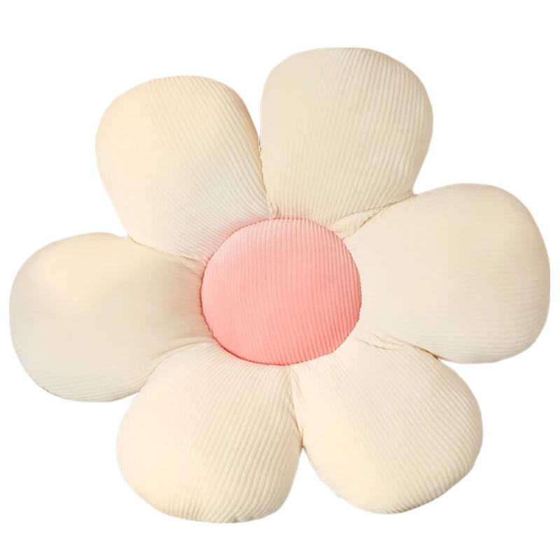 Anyhouz Plush Pillow White Pink Flower Shape Stuffed Soft Pillow Seat Cushion Room Decor 30-35cm