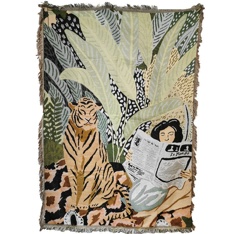 Anyhouz Tiger Throw Blanket with Tassel