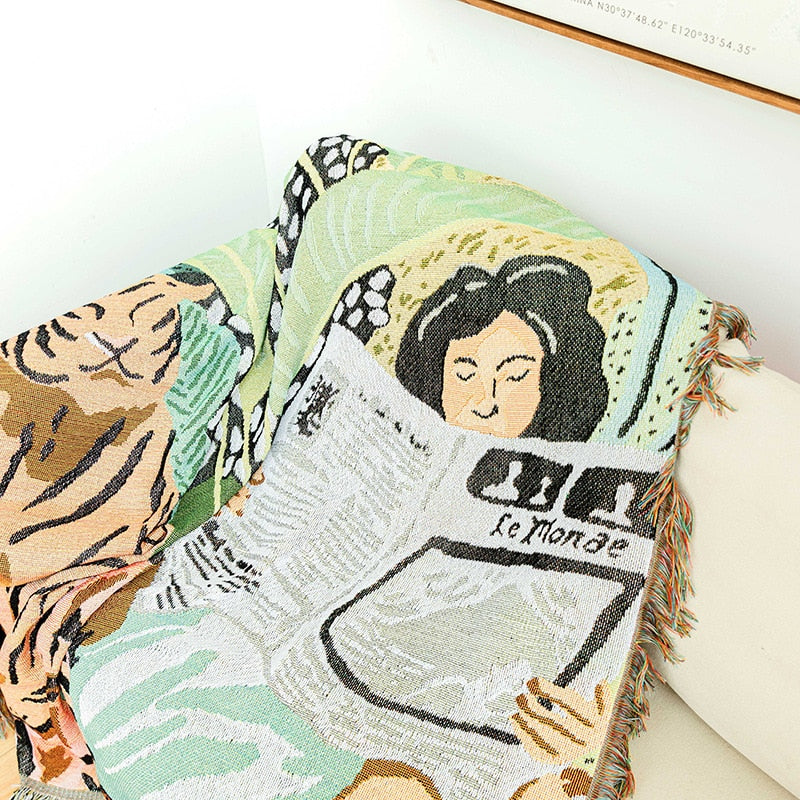 Anyhouz Tiger Throw Blanket with Tassel