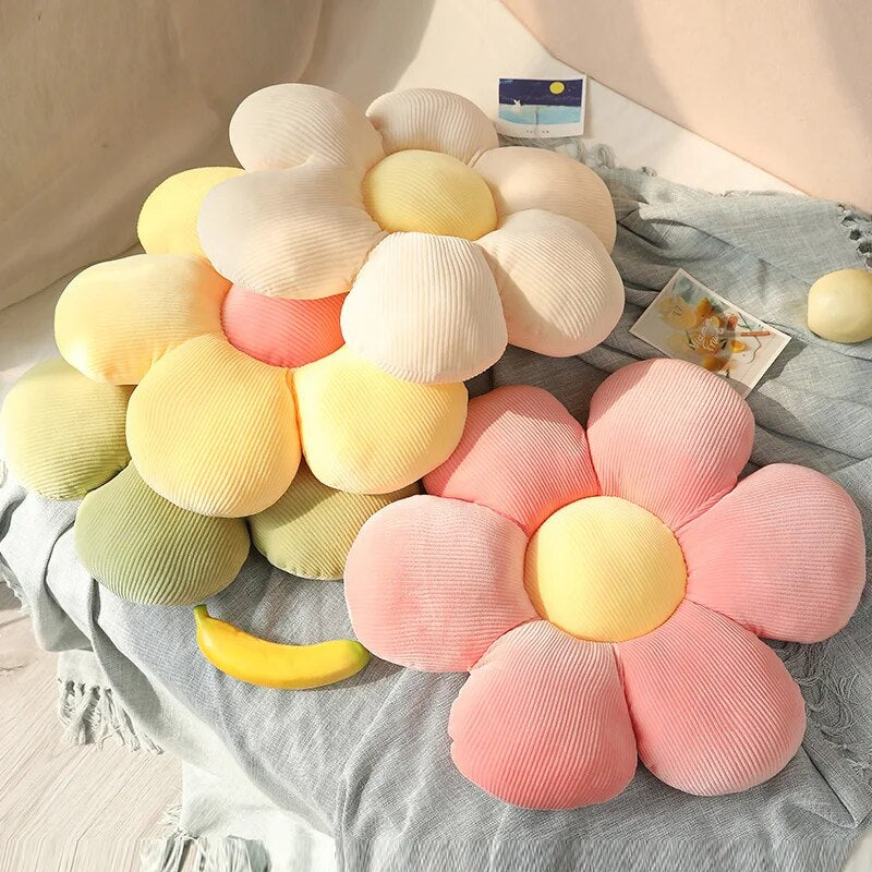 Anyhouz Plush Pillow Green Flower Shape Stuffed Soft Pillow Seat Cushion Room Decor 30-35cm