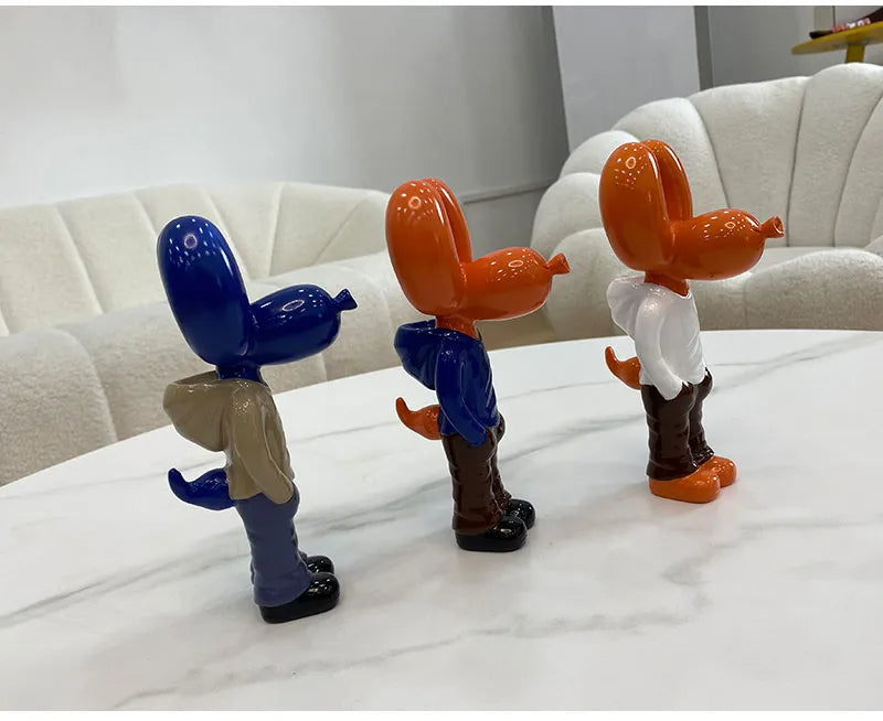 Anyhouz Home Figurine Balloon Dog Statue Orange 7inch Street Art Resin