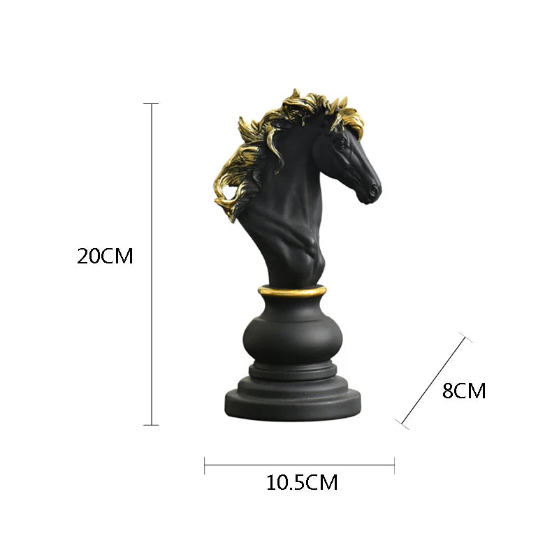 Anyhouz Home Figurine Chess Piece Black Knight Medium Resin