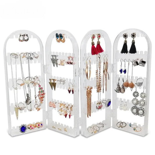 Anyhouz Jewelry Shelf Stand Holder 4 White Fans Panels