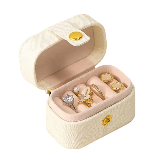 Anyhouz Jewelry Storage Mini Ring Box Portable 1pc Beige