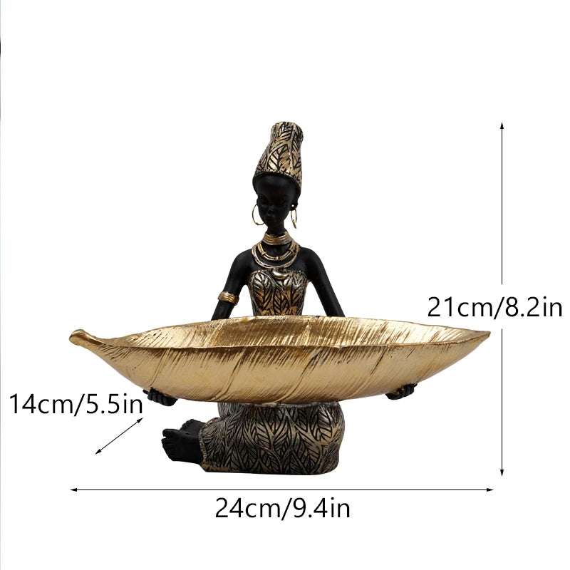 Anyhouz Home Figurine African Black Woman Storage Statue Exotic Figurines