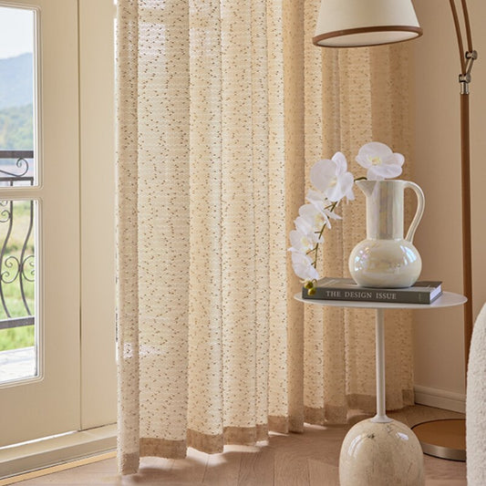 Anyhouz Curtains Beige Retro Style Texture Fashion Decor 100cm