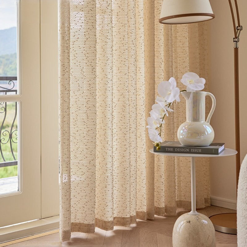 Anyhouz Curtains Beige Retro Style Texture Fashion Decor 100cm