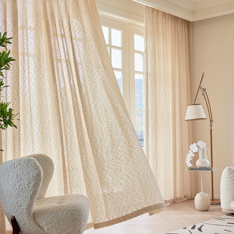 Anyhouz Curtains Beige Retro Style Texture Fashion Decor 100cm