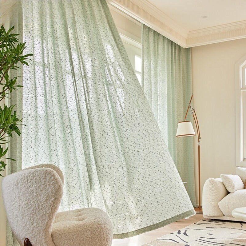 Anyhouz Curtains Green Retro Style Texture Fashion Decor 100cm