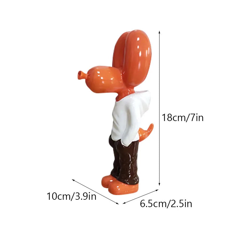 Anyhouz Home Figurine Balloon Dog Statue Orange 7inch Street Art Resin