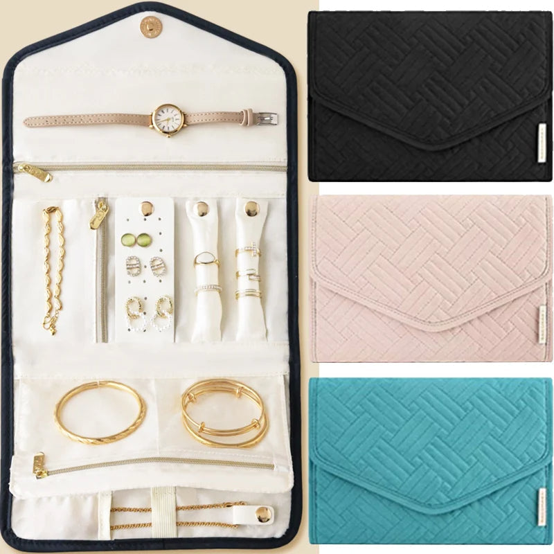 Anyhouz Jewelry Storage Foldable Case Blue Small Portable
