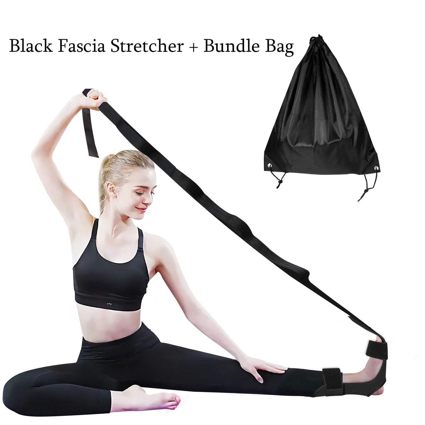 Anyfit Yoga Band Stretcher Solid Black Strap Resistance Belt With Bundle Bag