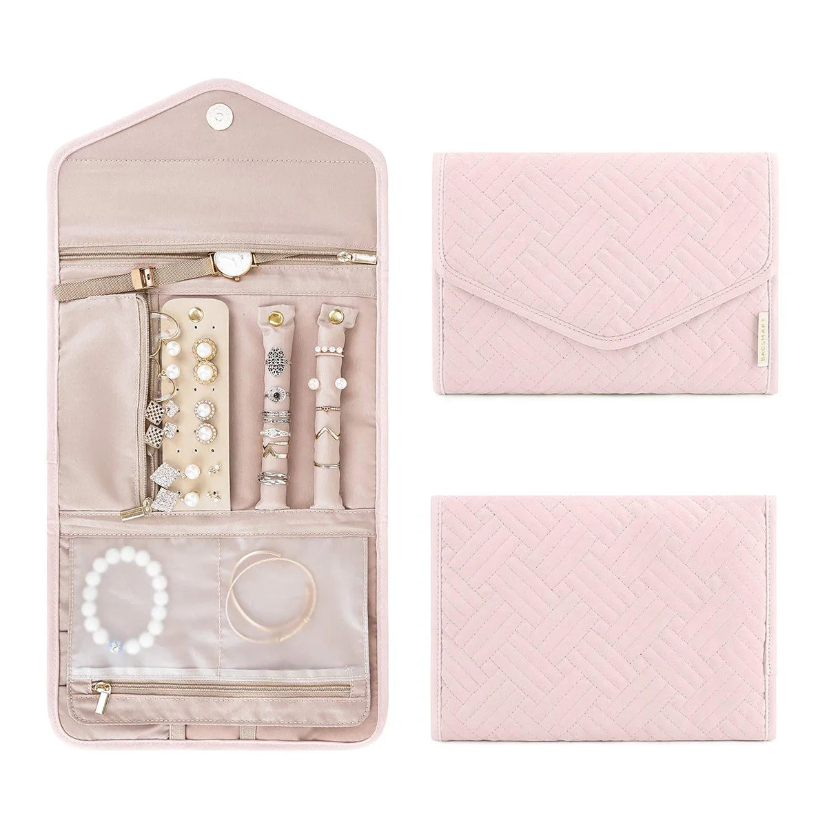 Anyhouz Jewelry Storage Foldable Case Pink Small Portable