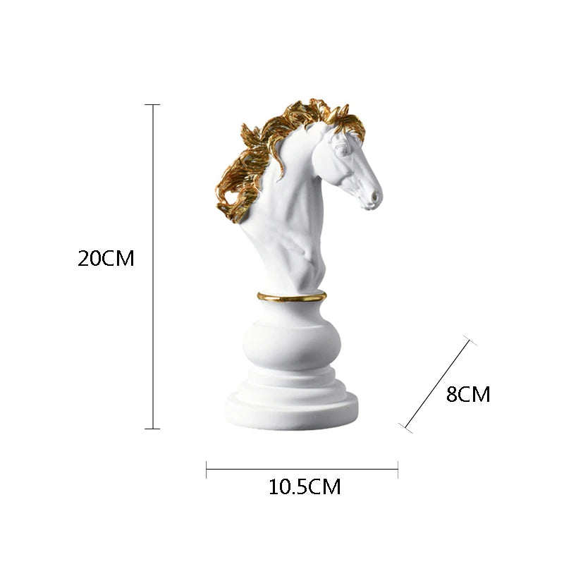 Anyhouz Home Figurine Chess Piece White Knight Medium Resin