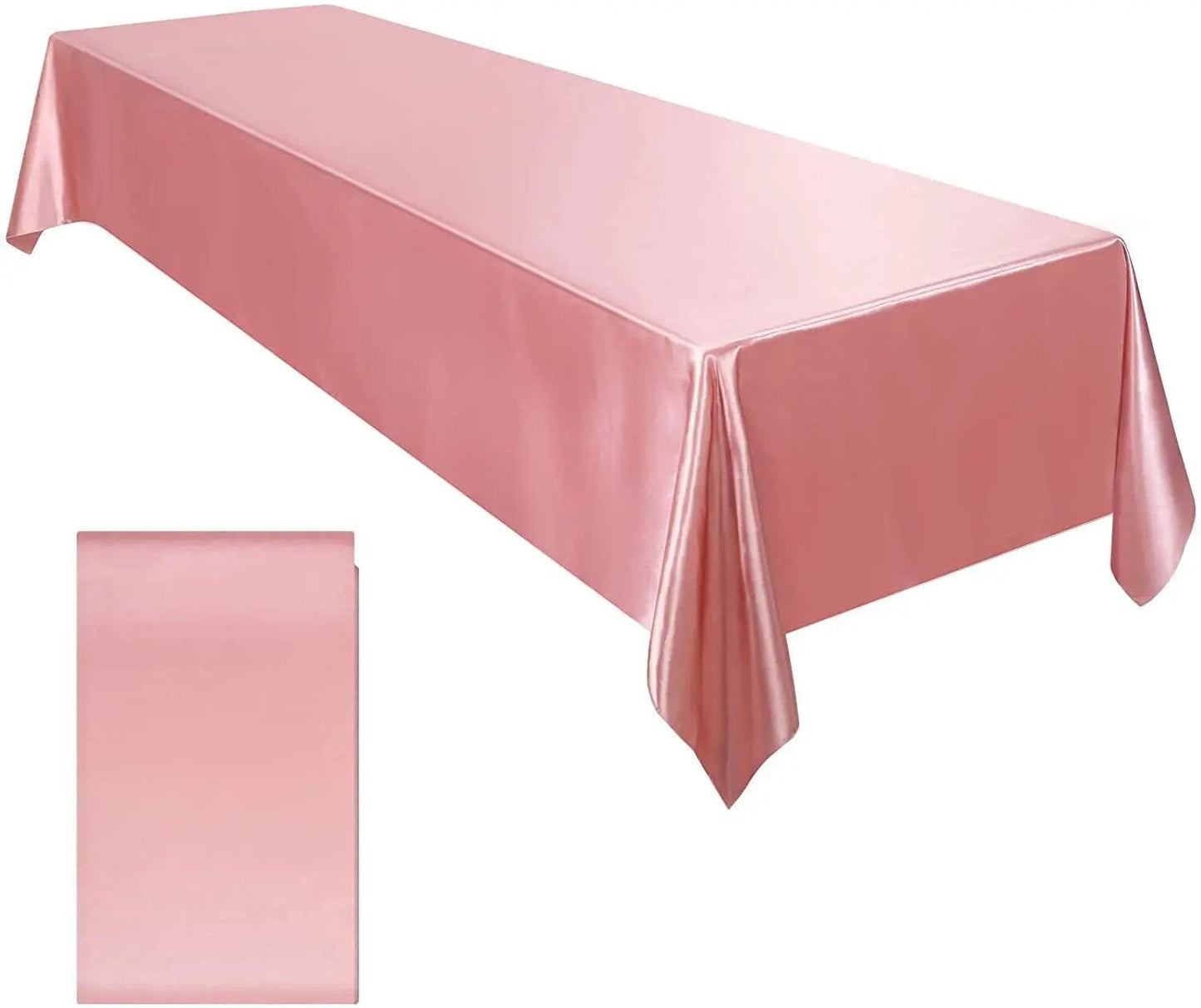 Anyhouz Table Cover Champagne Rectangle Wedding Satin Bright Smooth Silk or Wedding Banquet Anniversary Dining Table Decor 145x260cm