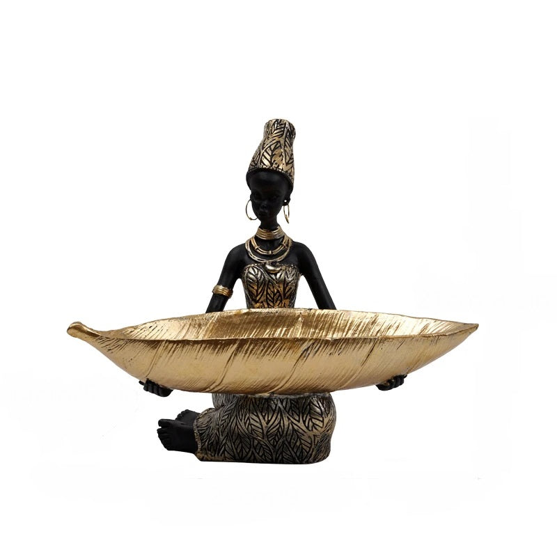 Anyhouz Home Figurine African Black Woman Storage Statue Exotic Figurines