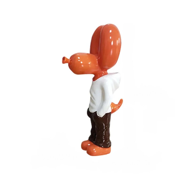 Anyhouz Home Figurine Balloon Dog Statue Orange 7inch Street Art Resin