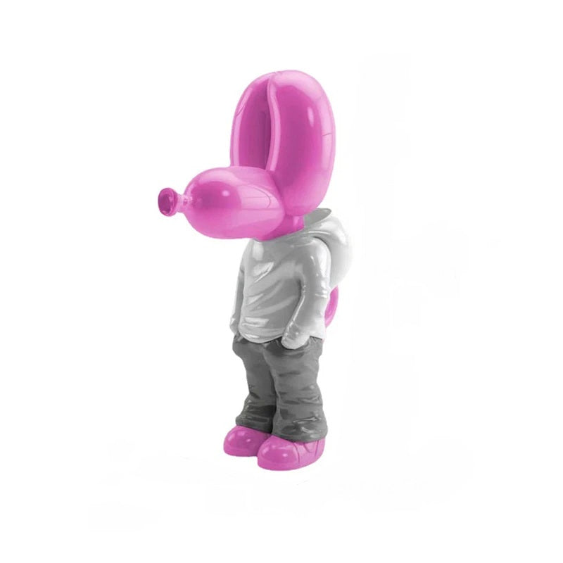 Anyhouz Home Figurine Balloon Dog Statue Pink 7inch Street Art Resin