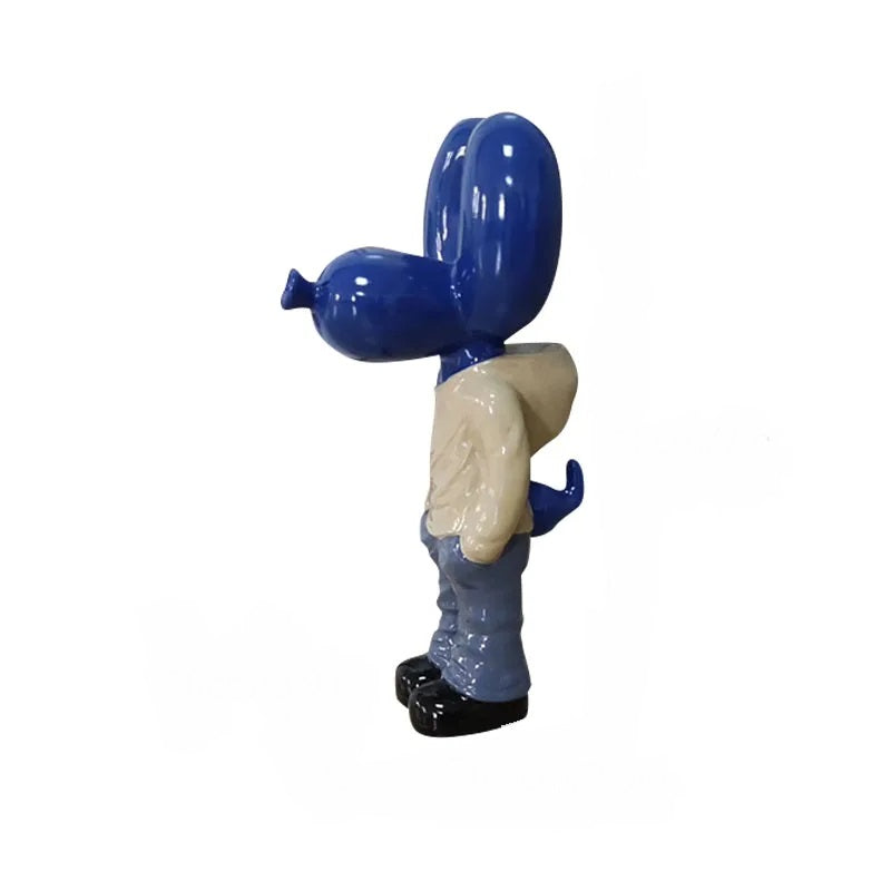 Anyhouz Home Figurine Balloon Dog Statue Blue 7inch Street Art Resin