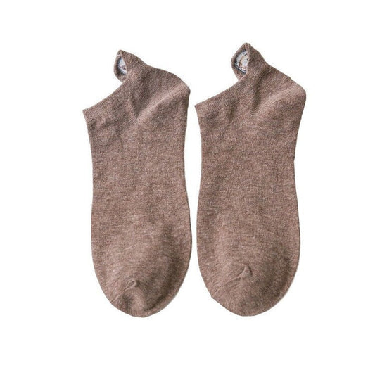 Anysox 5 Pairs One Size 4-5 Coffee Unisex Candy Color Cotton Short Cute Socks