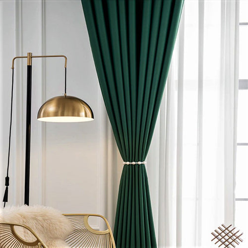 Anydrape Curtain Dark Blue Plain Blackout Curtains for Living Room 100cm