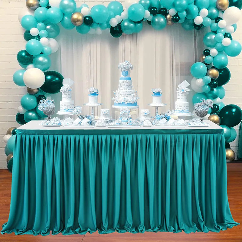 Anydrape Table Skirt Champagne Polyester Pleated Ruffle Dining Tablecloth For Wedding Banquet Birthday Party Table Decoration 6FT