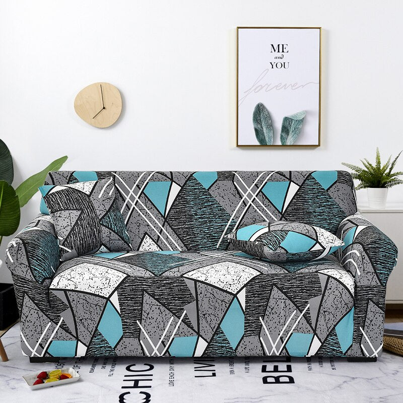 Anyseat Sofa Cover Dark Grey Geometric Style 4 Seater