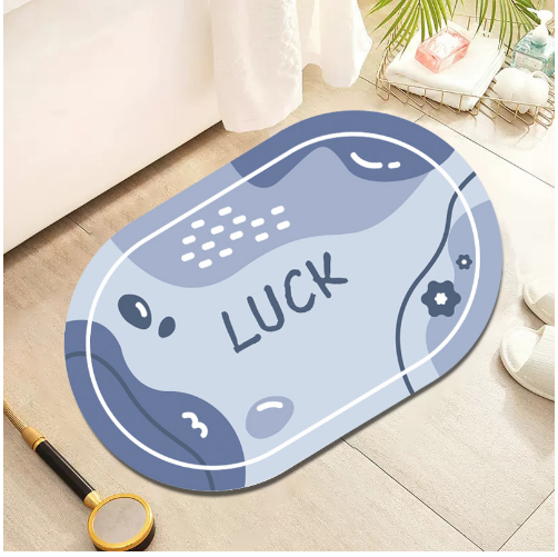 Anyhouz Blue Oval Shape Door Floor Mats 50cm*80cm