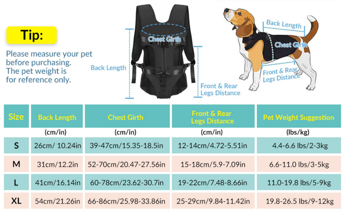 AnyWags Black Dog Carrier with Breathable Hands-free Pet Mesh Strap Backpack 31cm