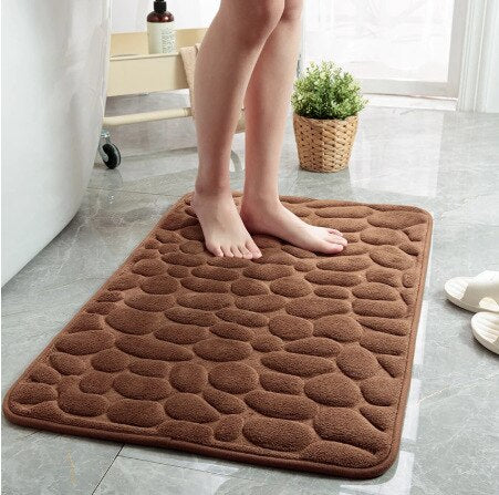 Anyhouz Coffee Cobblestone Design Non-slip Washable Door Floor Mats 50X80cm