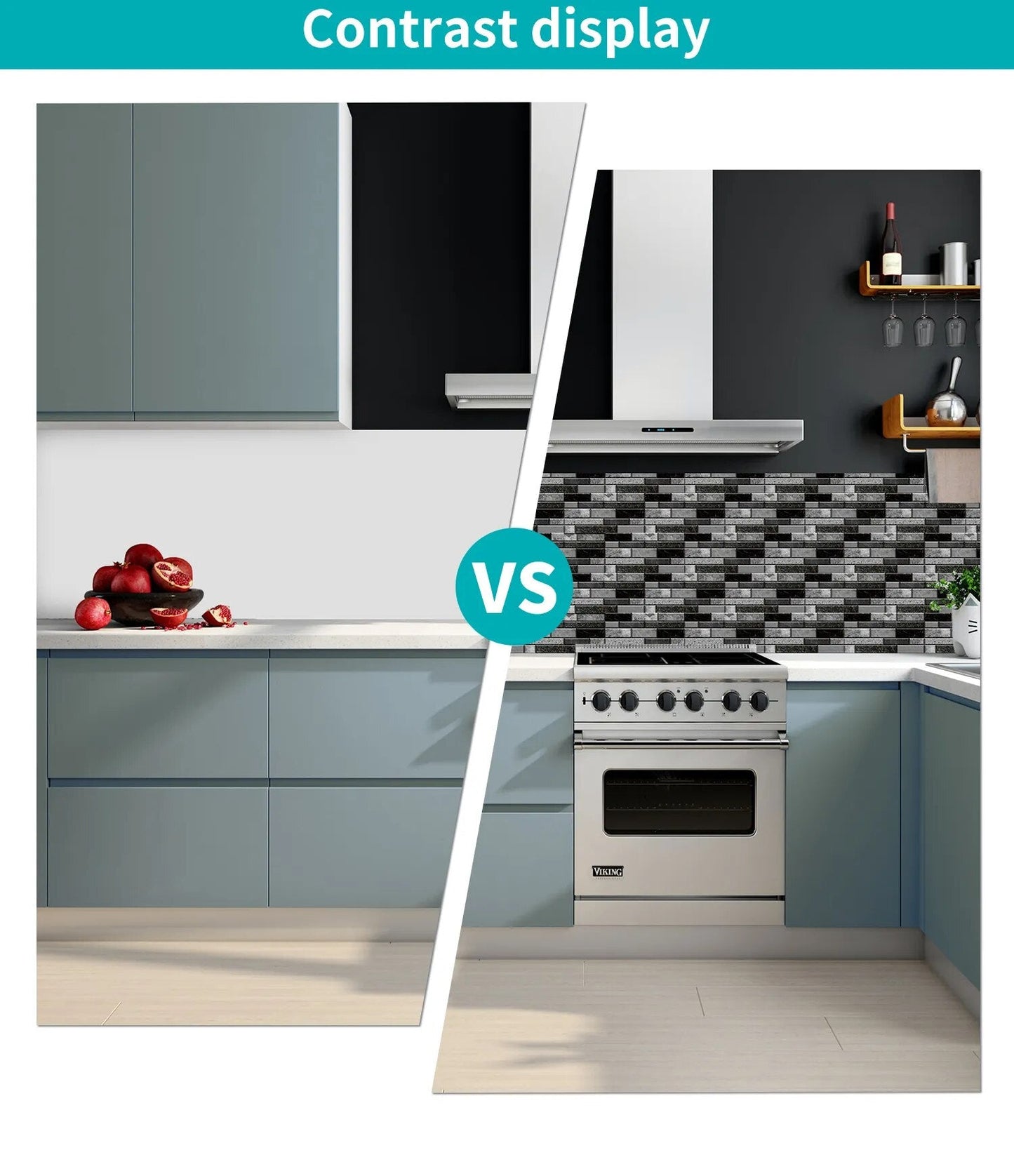 Anyhouz Wallpaper Light Gray 12 Pcs Waterproof Self Adhesive Removable Wall Sticker