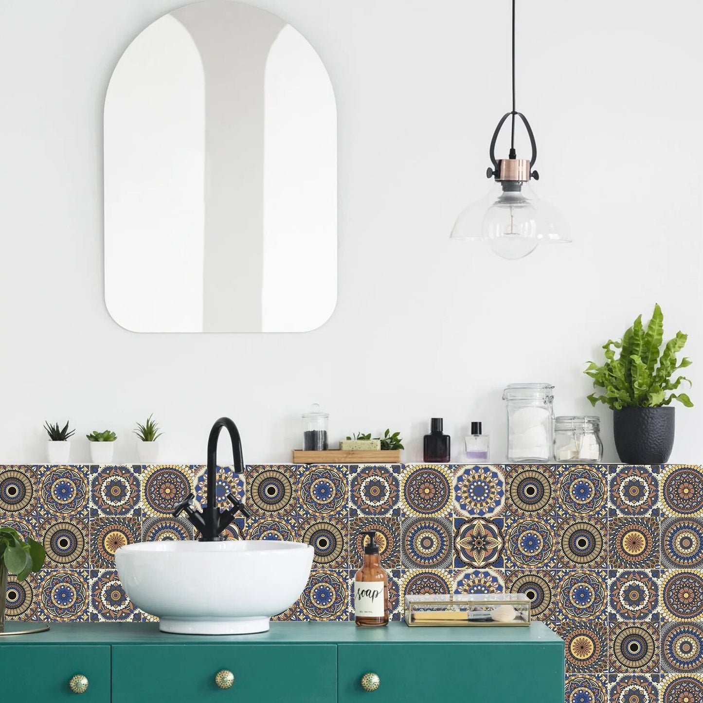 Anyhouz Wallpaper Brown Gray 10cmx10cm 24 Pcs Modern Retro Style PVC Tile Stickers