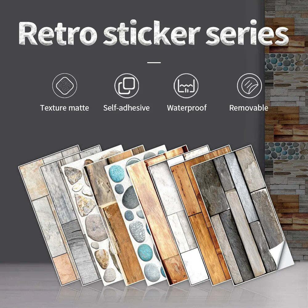 Anyhouz Wallpaper Green 12 Pcs Waterproof Self Adhesive Removable Wall Sticker