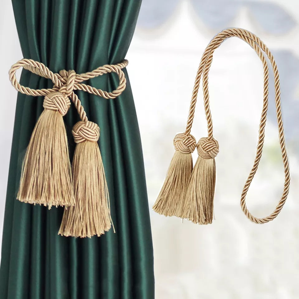 Anyhouz Curtain Tie White Tassel Braid Curtain Ropes