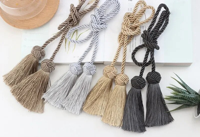 Anyhouz Curtain Tie Charcoal Tassel Braid Curtain Ropes