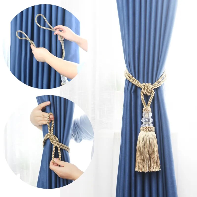 Anyhouz Curtain Tie White Tassel Braid Curtain Ropes