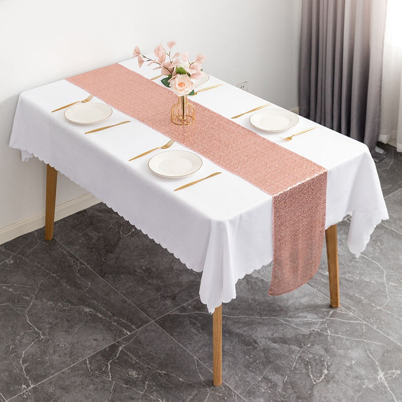 Anyhouz Table Runner Gold 30x180cm Glitter Sequin Wedding Dining Table Top Decoration