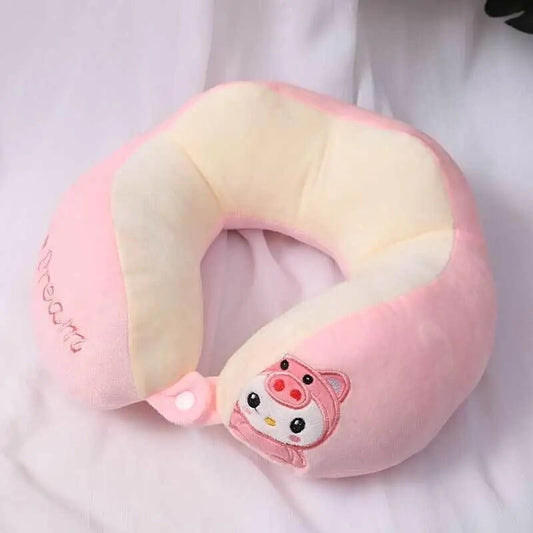 Anypack Neck Pillow Pink 28x28cm Cartoon Cute U-Shaped Comfortable Sleep Headrest