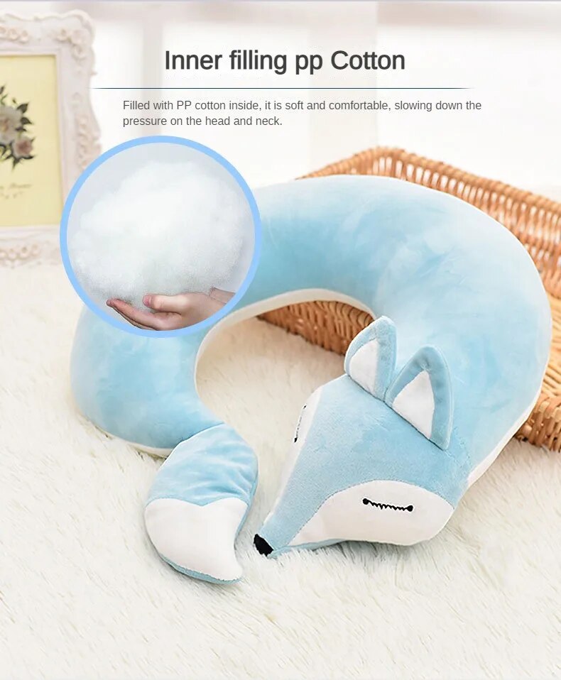 Anypack Neck Pillow Grey 30x30x8cm Creative Cartoon U-Shaped Cute Comfortable Sleep Headrest